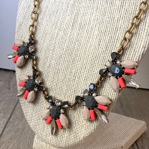 J. Crew gray/coral statement necklace